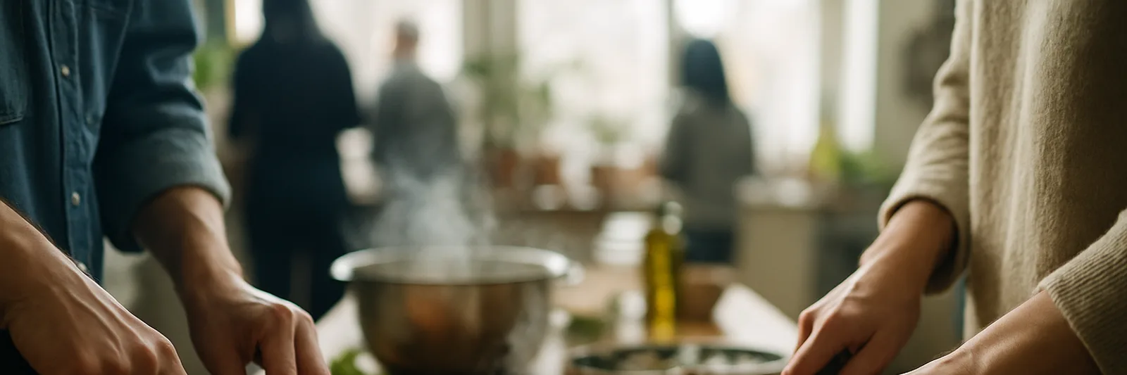 Menschen kochen gemeinsam
